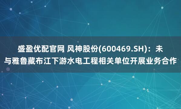 盛盈优配官网 风神股份(600469.SH)：未与雅鲁藏布江下游水电工程相关单位开展业务合作